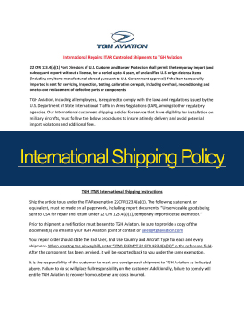 TGH Aviation Shipping Policies