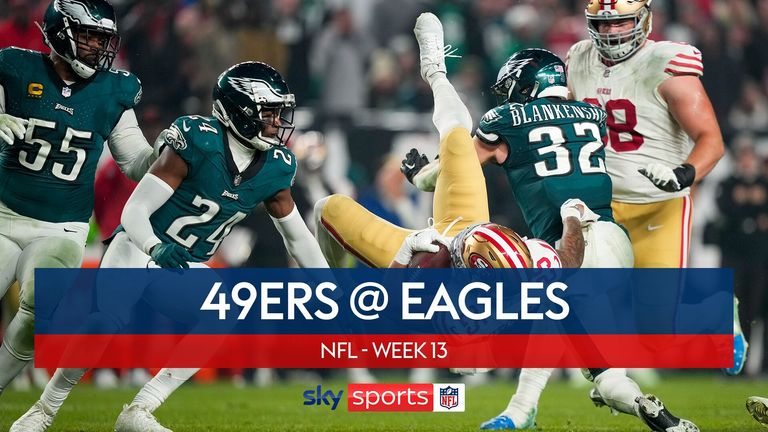Highlights of the San Francisco 49ers against the Philadelphia Eagles in Week 13 of the NFL season.