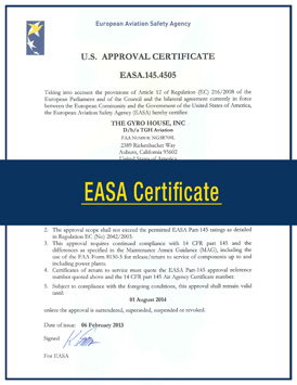 TGH Aviation EASA Certificate